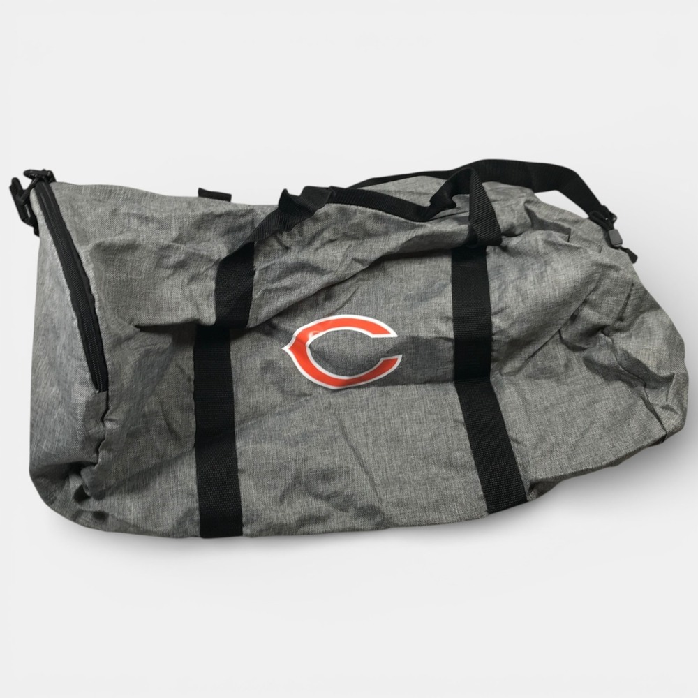NFL Chicago Bears Gray Duffel Bag Zip Closure Shoulder Strap Handles 24"x12"x12"